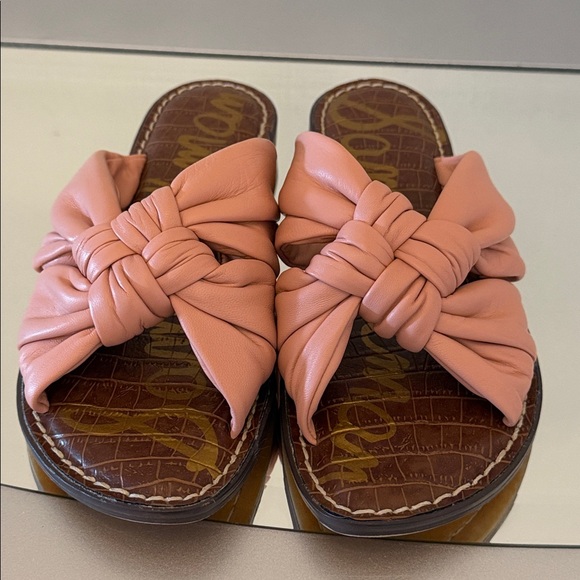SAM EDELMAN Garson Pink Knotted Leather Slide Sandals Women’s Size 7.5 - Picture 6 of 16